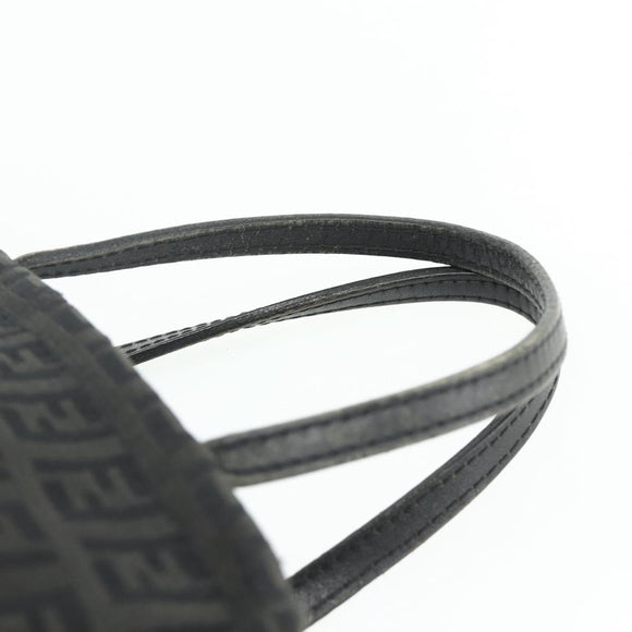 FENDI Zucchino Canvas Hand Bag Black Silver Auth 178108