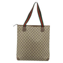 GUCCI GG Supreme Web Sherry Line Tote Bag PVC Beige Red Green Auth 178111-3