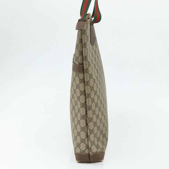 GUCCI GG Supreme Web Sherry Line Tote Bag PVC Beige Red Green Auth 178111