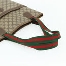GUCCI GG Supreme Web Sherry Line Tote Bag PVC Beige Red Green Auth 178111-7