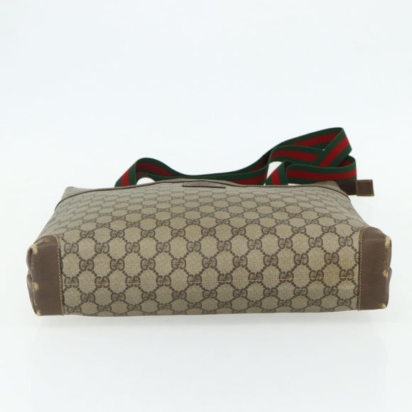 GUCCI GG Supreme Web Sherry Line Tote Bag PVC Beige Red Green Auth 178111