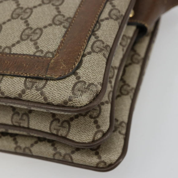 GUCCI GG Supreme Web Sherry Line Bag PVC Beige Gold 14 02 034 Auth 178112