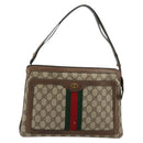 GUCCI GG Supreme Web Sherry Line Bag PVC Beige Gold 14 02 034 Auth 178112-2