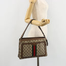 GUCCI GG Supreme Web Sherry Line Bag PVC Beige Gold 14 02 034 Auth 178112-25