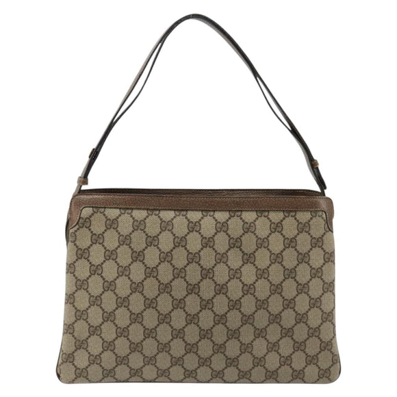 GUCCI GG Supreme Web Sherry Line Bag PVC Beige Gold 14 02 034 Auth 178112