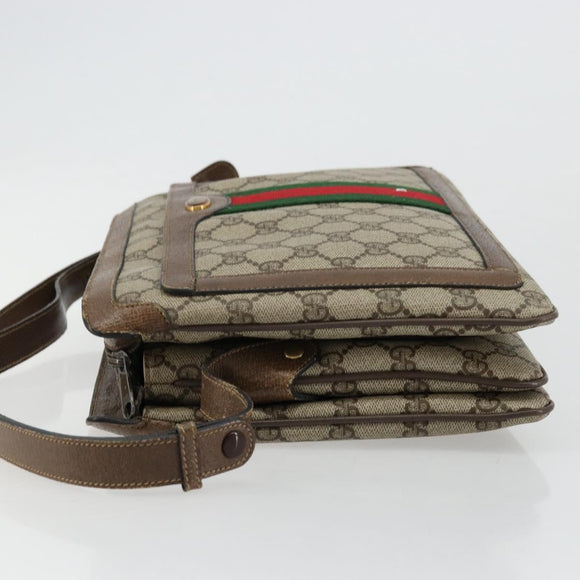 GUCCI GG Supreme Web Sherry Line Bag PVC Beige Gold 14 02 034 Auth 178112