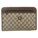 GUCCI GG Supreme Clutch Bag PVC Beige Gold 97 01 037 Auth 178113-2