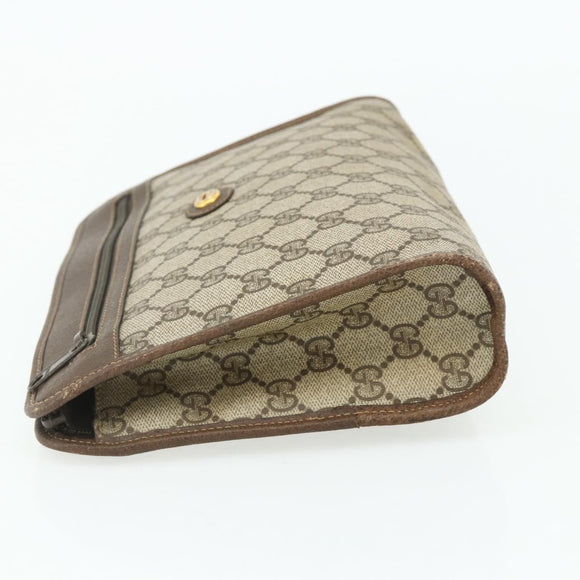 GUCCI GG Supreme Clutch Bag PVC Beige Gold 97 01 037 Auth 178113