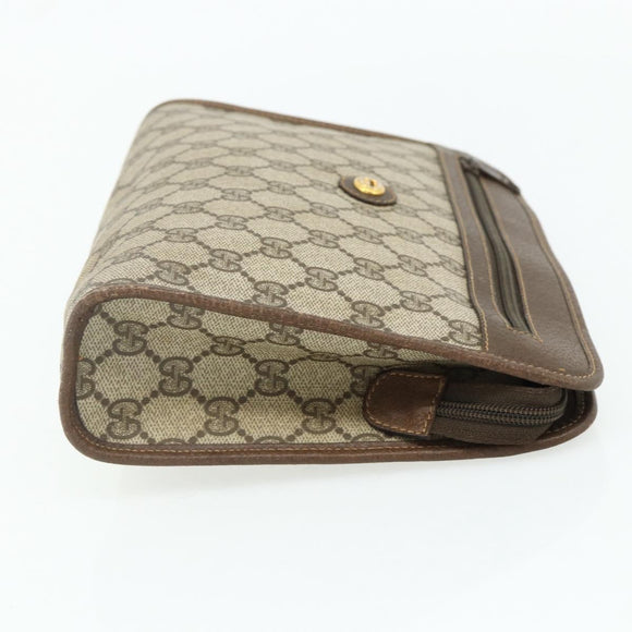 GUCCI GG Supreme Clutch Bag PVC Beige Gold 97 01 037 Auth 178113