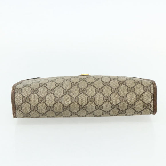 GUCCI GG Supreme Clutch Bag PVC Beige Gold 97 01 037 Auth 178113