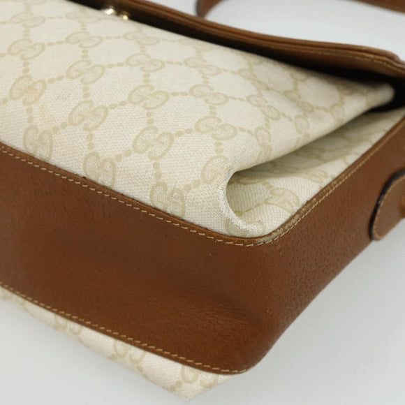 GUCCI GG Supreme Shoulder Bag PVC White Gold 904 02 084 Auth 178115