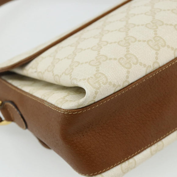 GUCCI GG Supreme Shoulder Bag PVC White Gold 904 02 084 Auth 178115