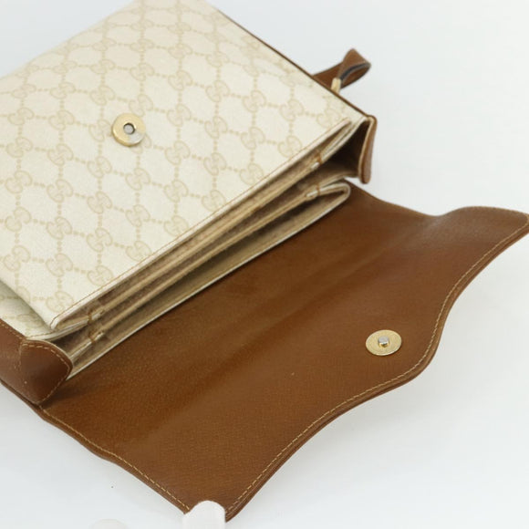 GUCCI GG Supreme Shoulder Bag PVC White Gold 904 02 084 Auth 178115