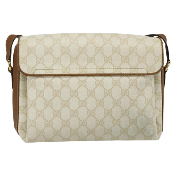 GUCCI GG Supreme Shoulder Bag PVC White Gold 904 02 084 Auth 178115