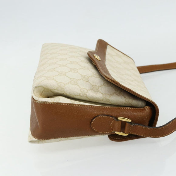 GUCCI GG Supreme Shoulder Bag PVC White Gold 904 02 084 Auth 178115