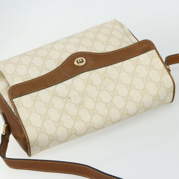 GUCCI GG Supreme Shoulder Bag PVC White Gold 904 02 084 Auth 178115