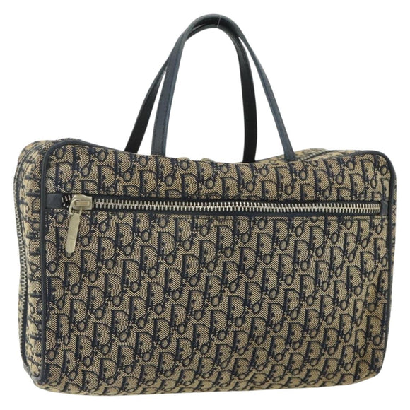 Christian Dior Trotter Canvas Hand Bag Navy Silver Auth 178116