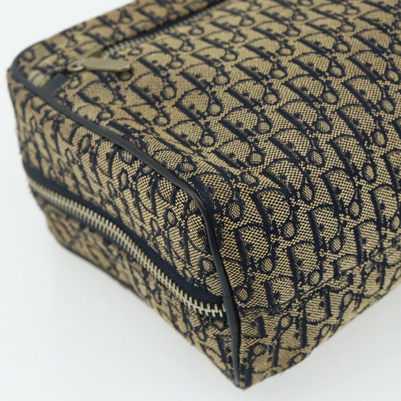 Christian Dior Trotter Canvas Hand Bag Navy Silver Auth 178116