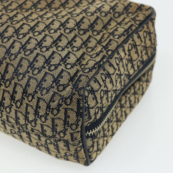 Christian Dior Trotter Canvas Hand Bag Navy Silver Auth 178116