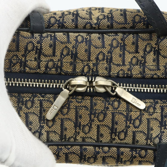 Christian Dior Trotter Canvas Hand Bag Navy Silver Auth 178116