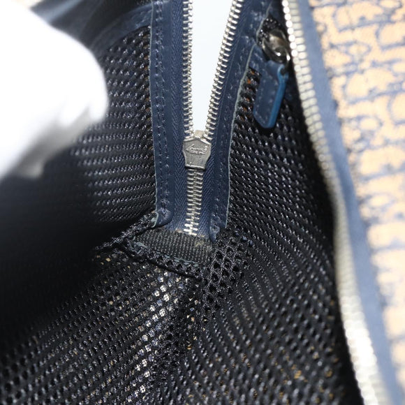Christian Dior Trotter Canvas Hand Bag Navy Silver Auth 178116