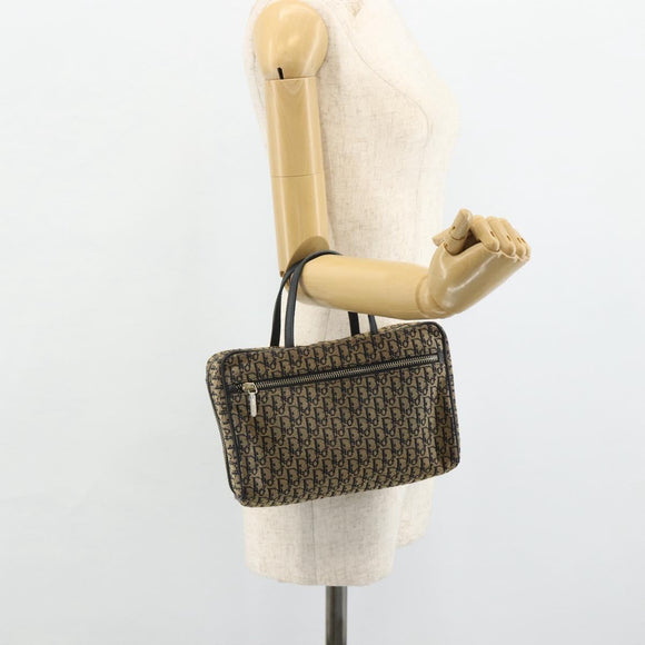 Christian Dior Trotter Canvas Hand Bag Navy Silver Auth 178116