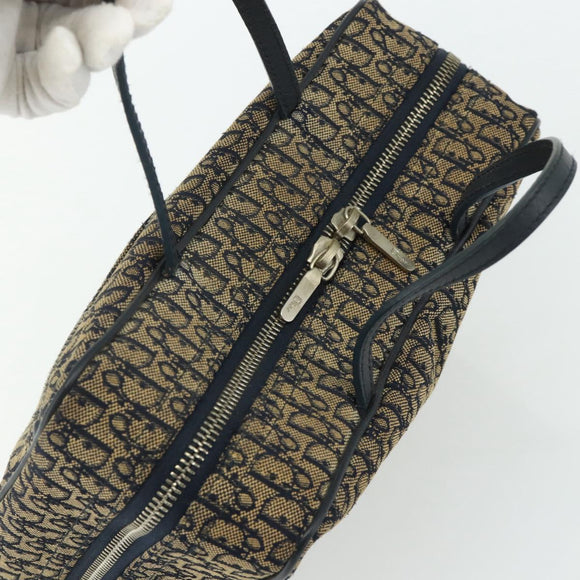 Christian Dior Trotter Canvas Hand Bag Navy Silver Auth 178116