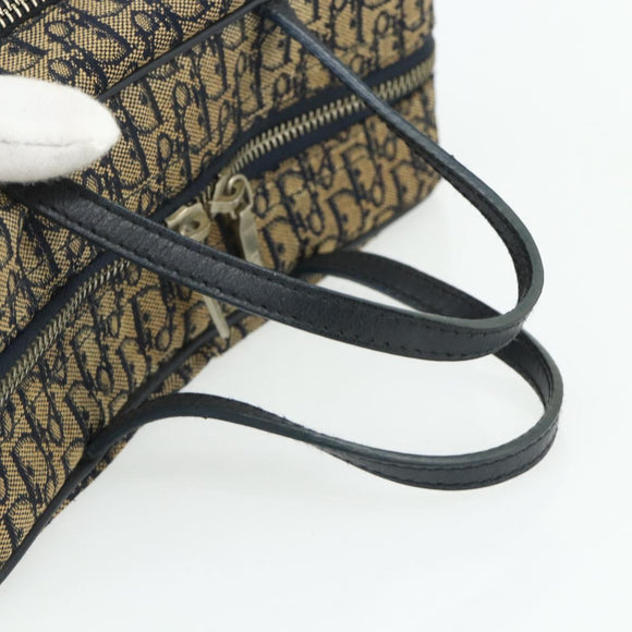 Christian Dior Trotter Canvas Hand Bag Navy Silver Auth 178116