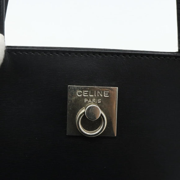 CELINE Hand Bag Leather Black Silver Auth 178117A