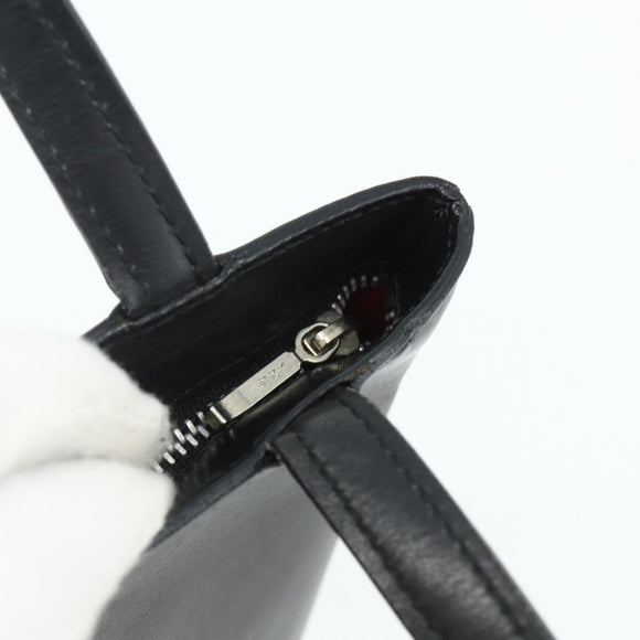 CELINE Hand Bag Leather Black Silver Auth 178117A