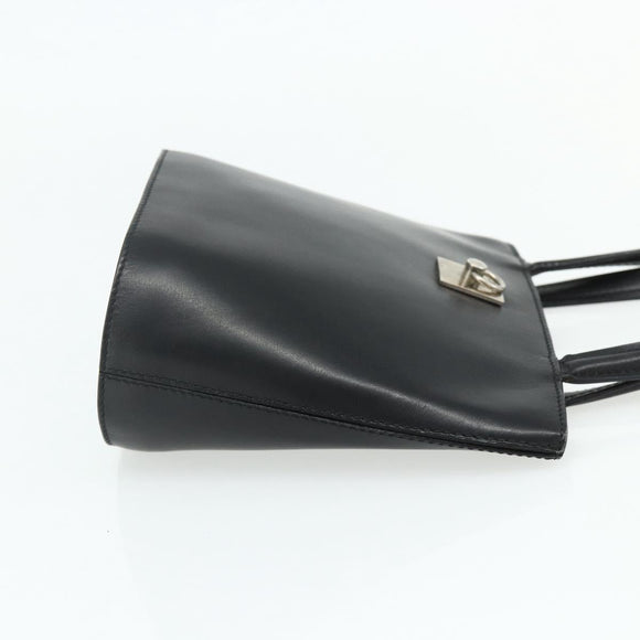 CELINE Hand Bag Leather Black Silver Auth 178117A