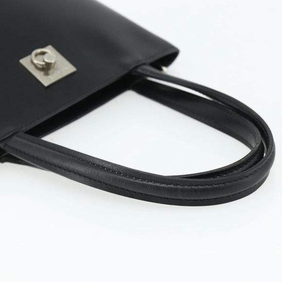 CELINE Hand Bag Leather Black Silver Auth 178117A