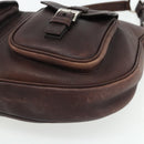 PRADA Shoulder Bag Leather Brown Silver Auth 178118A-9