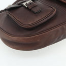 PRADA Shoulder Bag Leather Brown Silver Auth 178118A-14