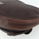 PRADA Shoulder Bag Leather Brown Silver Auth 178118A-15