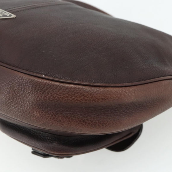 PRADA Shoulder Bag Leather Brown Silver Auth 178118A