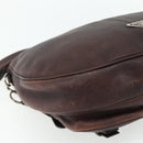 PRADA Shoulder Bag Leather Brown Silver Auth 178118A-16