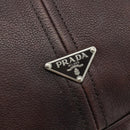 PRADA Shoulder Bag Leather Brown Silver Auth 178118A-17