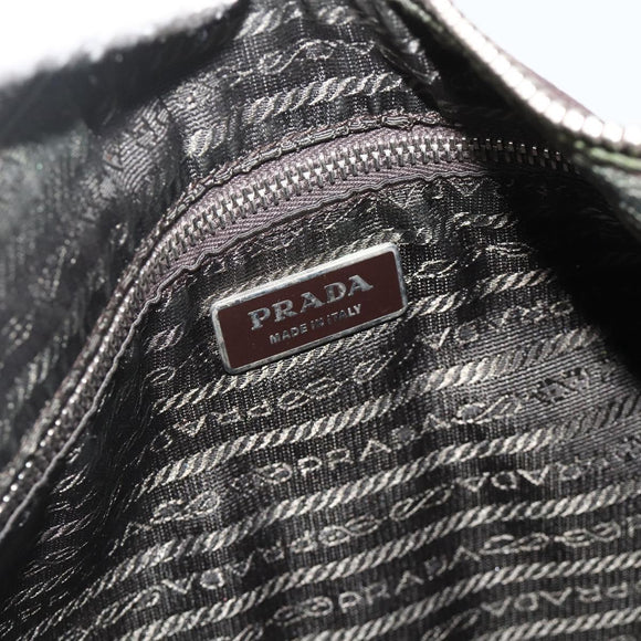 PRADA Shoulder Bag Leather Brown Silver Auth 178118A