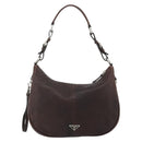 PRADA Shoulder Bag Leather Brown Silver Auth 178118A-2