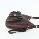PRADA Shoulder Bag Leather Brown Silver Auth 178118A-4