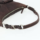 PRADA Shoulder Bag Leather Brown Silver Auth 178118A-7