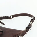PRADA Shoulder Bag Leather Brown Silver Auth 178118A-8