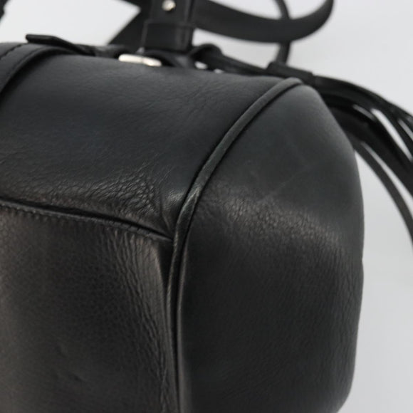BALLY Hand Bag Leather Black Silver Auth 178121A