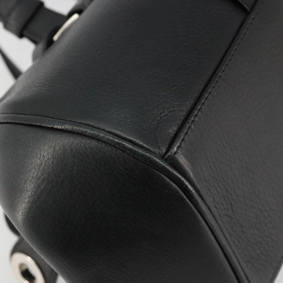 BALLY Hand Bag Leather Black Silver Auth 178121A