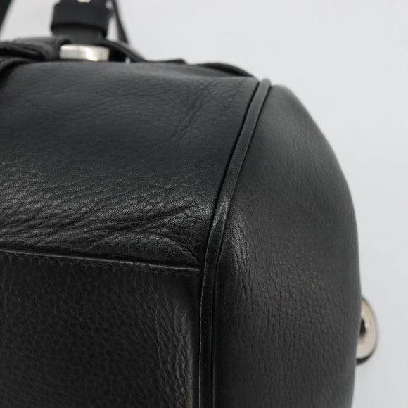 BALLY Hand Bag Leather Black Silver Auth 178121A