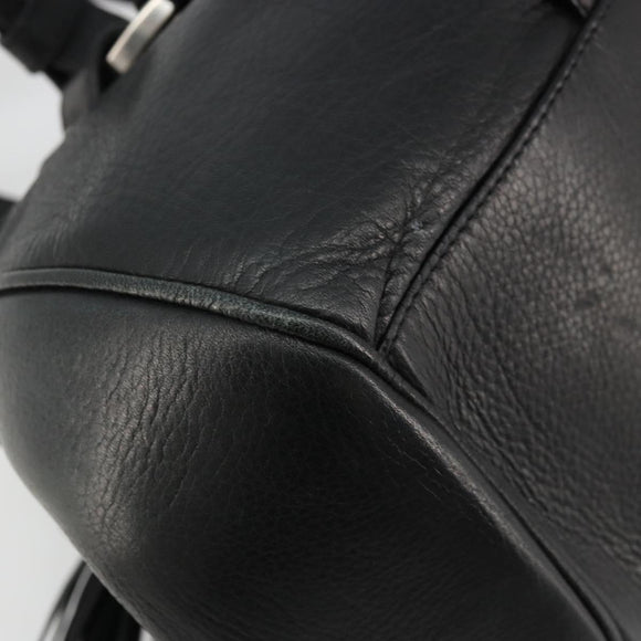 BALLY Hand Bag Leather Black Silver Auth 178121A
