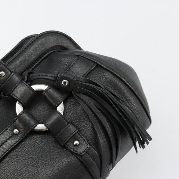 BALLY Hand Bag Leather Black Silver Auth 178121A