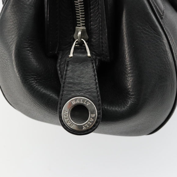 BALLY Hand Bag Leather Black Silver Auth 178121A