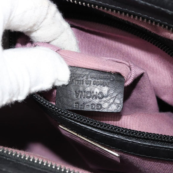 BALLY Hand Bag Leather Black Silver Auth 178121A